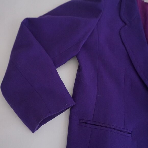Vintage Pantman Purple 20% Wool Single Button Blazer Size 14 - Picture 9 of 12